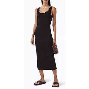 House of Harlow 1960 Black Nylon Stretch Midi Dress Medium Scoop Neck Versatile